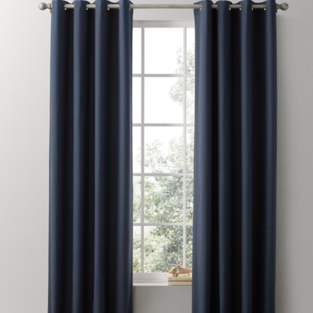 RH Grommet Cotton Canvas Drapery Panel - Navy s/2 50x84